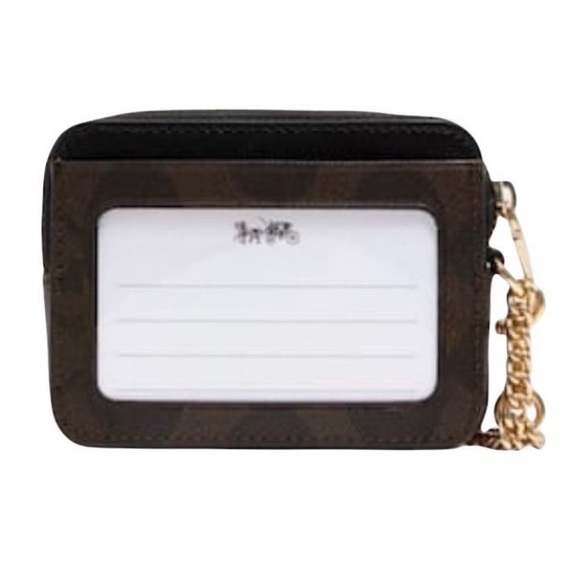 NWT Coach Zip Card Case In Signature Canvas - Picture 2 of 3